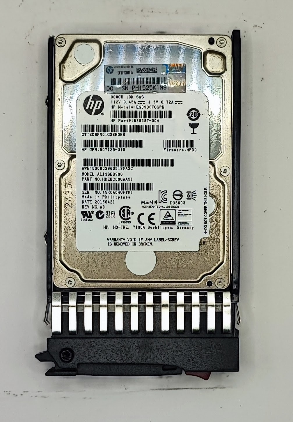 Disco HDD HP 900GB SAS 6Gbps 10K SFF - PN: 619463-001