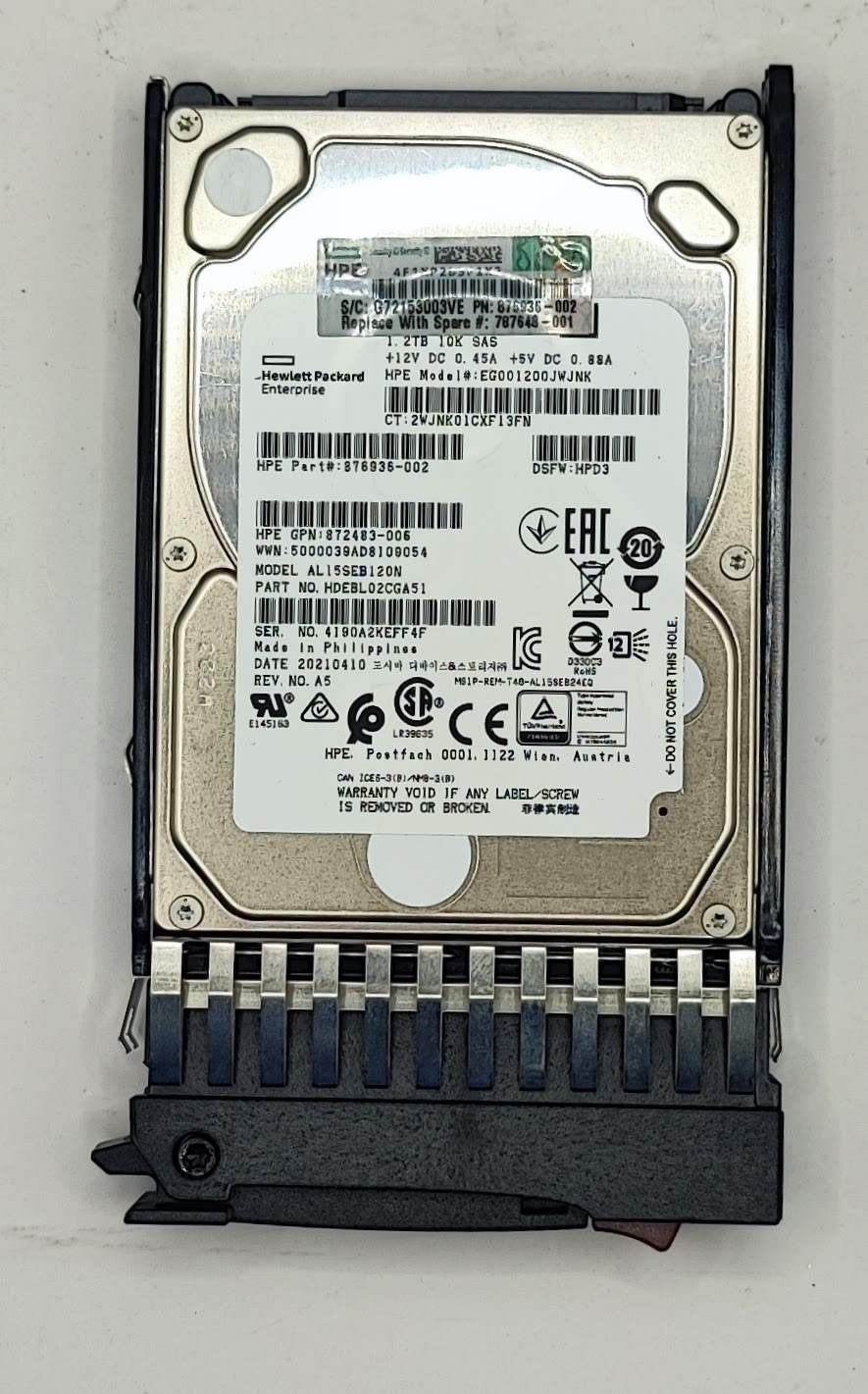 Disco HDD HPE 1.2TB SAS 12Gbps 10K SFF - PN: 787648-001