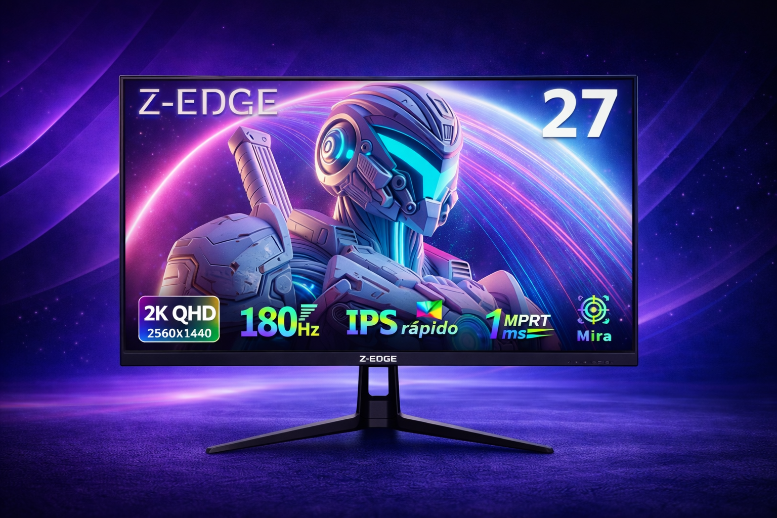 Monitor Gamer 27 polegadas 2K, 180Hz, QHD 2560 x 1440, IPS rápido 1 ms, FreeSync