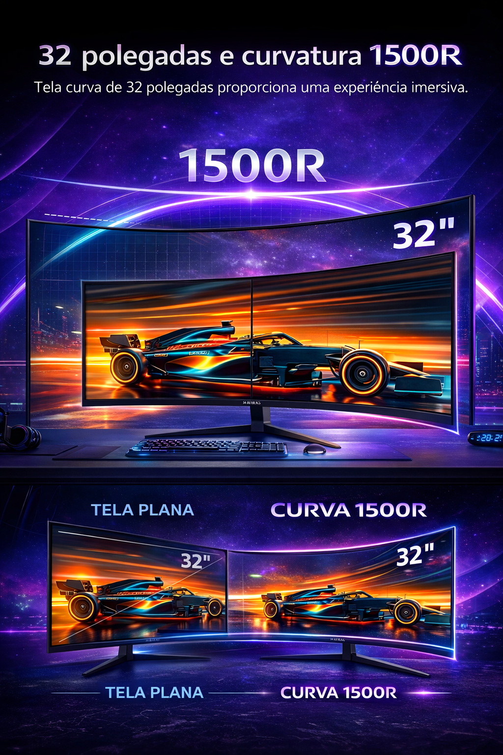 Monitor Gamer Curvo 32 polegadas Z-Edge, 240Hz, 1 ms