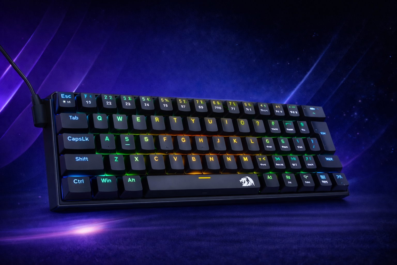 Redragon TECLADO MECANICO GAMER FIZZ RGB PRETO SWITCH MARROM