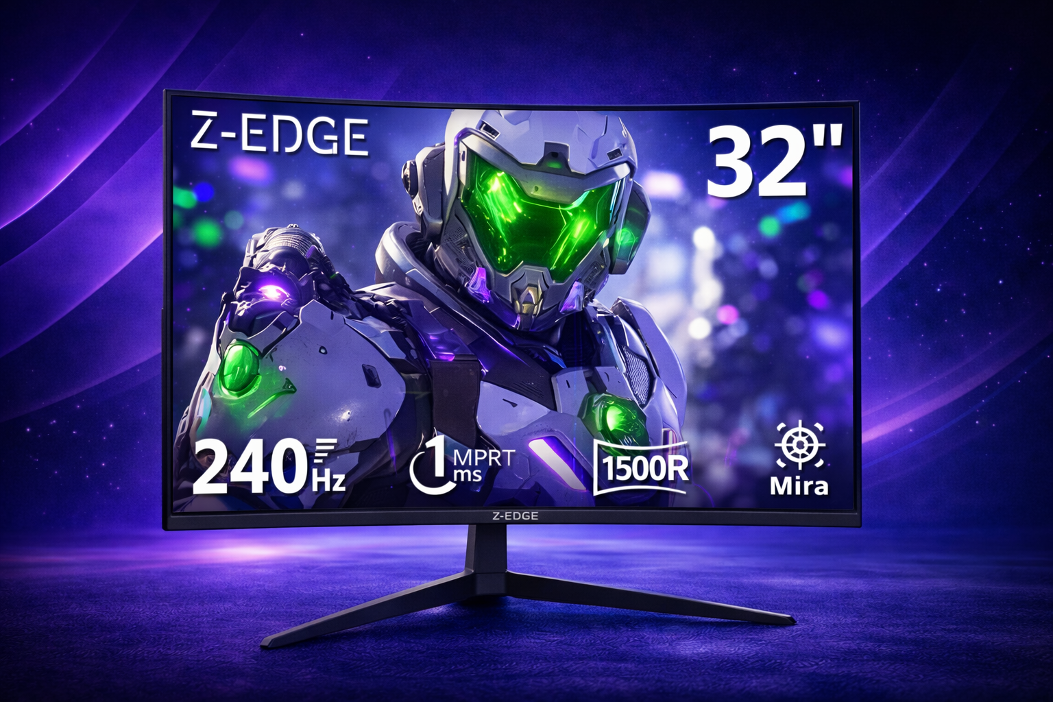 Monitor Gamer Curvo 32 polegadas Z-Edge, 240Hz, 1 ms