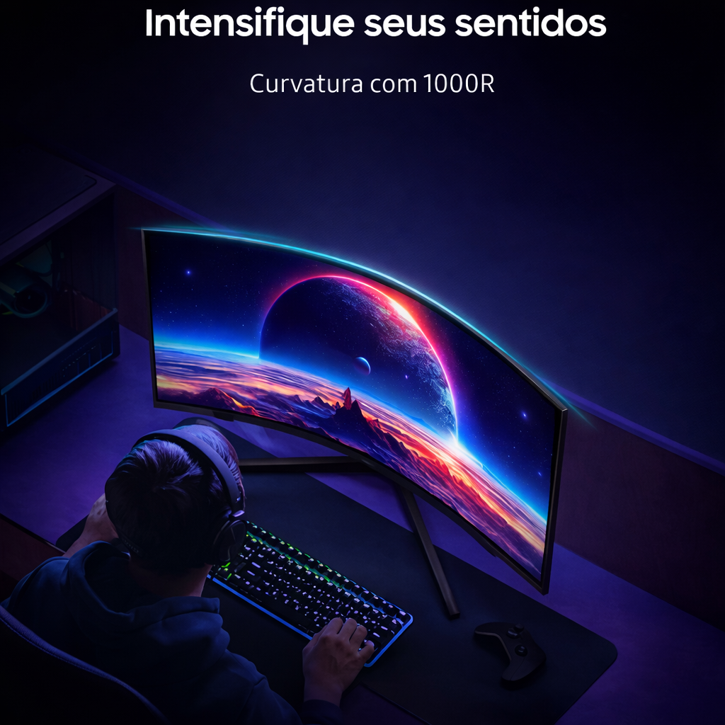 Monitor Gamer Samsung Odyssey G5 32, Resolução QHD,  165Hz & 1ms, Curvatura com 1000R