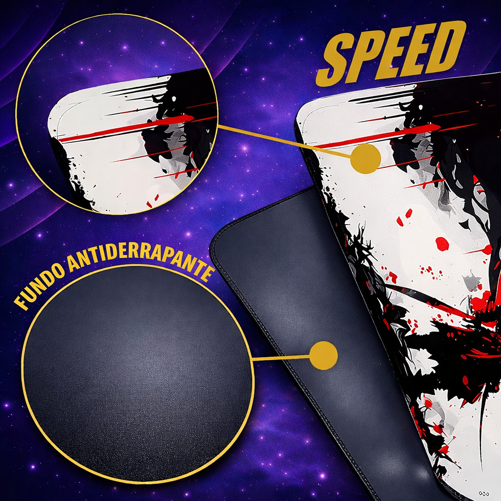 Mouse Pad Gamer Profissional Confortável Antiderrapante Escritório e Games 90x40 - Samurai 1