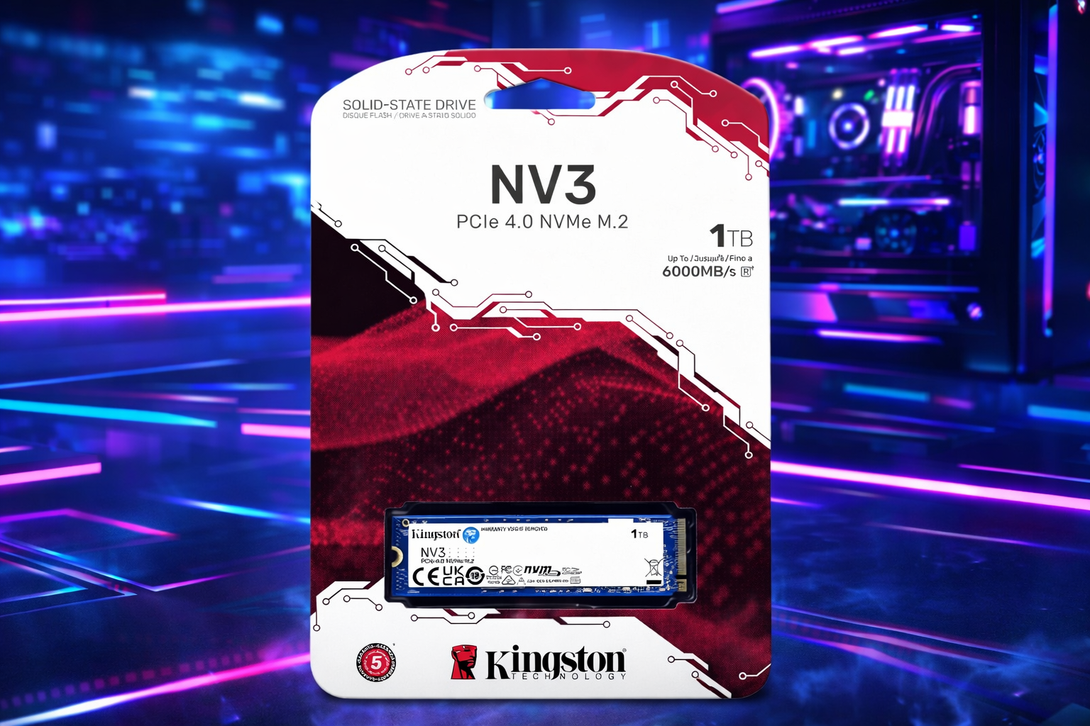 SSD Kingston NV3 1TB M.2 2280 NVMe Gen4, Desempenho e Eficiência para Upgrade de PC – SNV3S/1000G