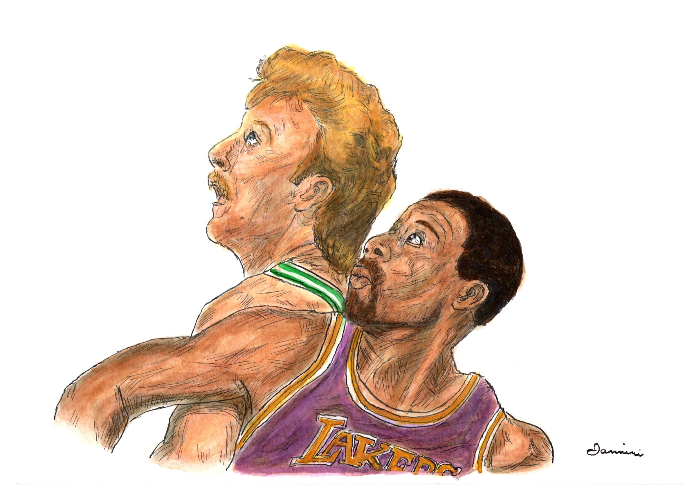 Larry Bird and Magic johnson Legendary Basketball Greats