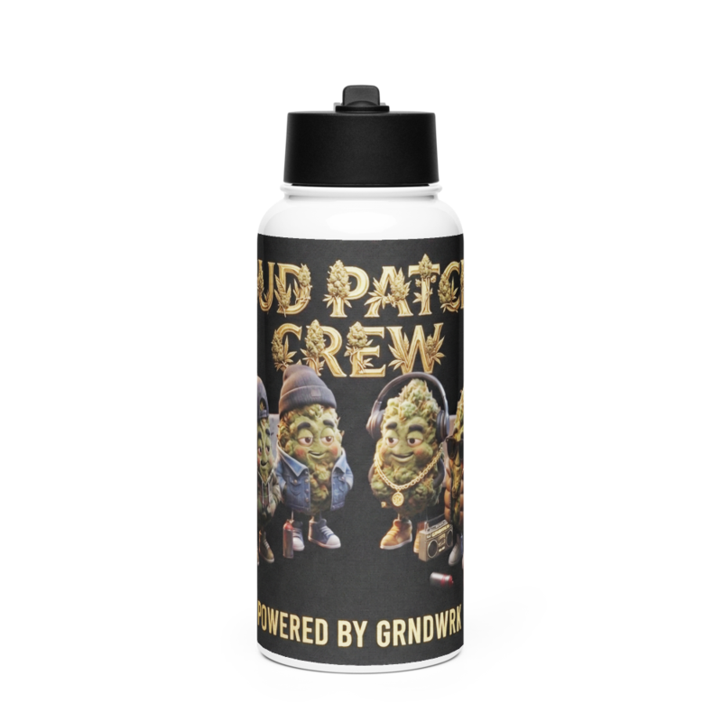  GrndWrk 4/20 Series "Bud Patch Crew" Stainless steel water bottle with a straw lid