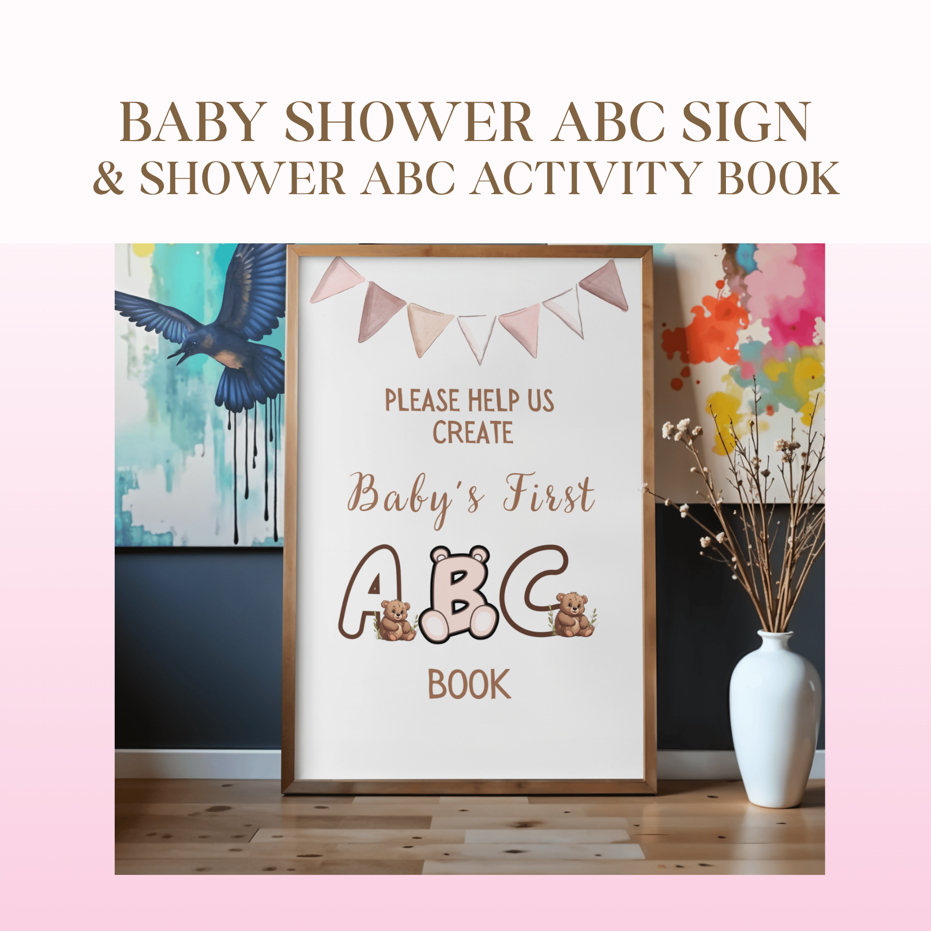 Baby Shower ABC Sign & Activity Book
