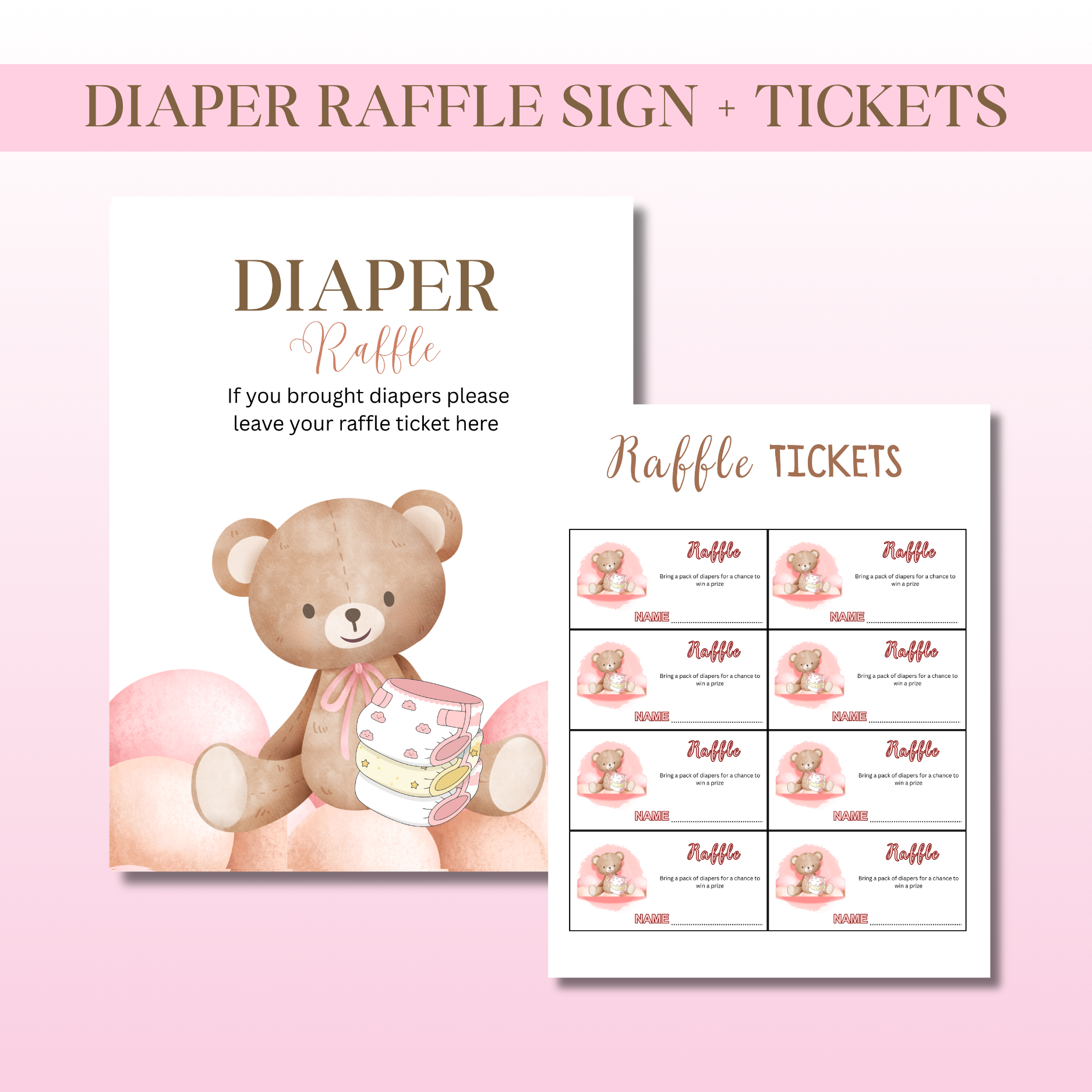 Diaper Raffle Ticket & Table Sign Set
