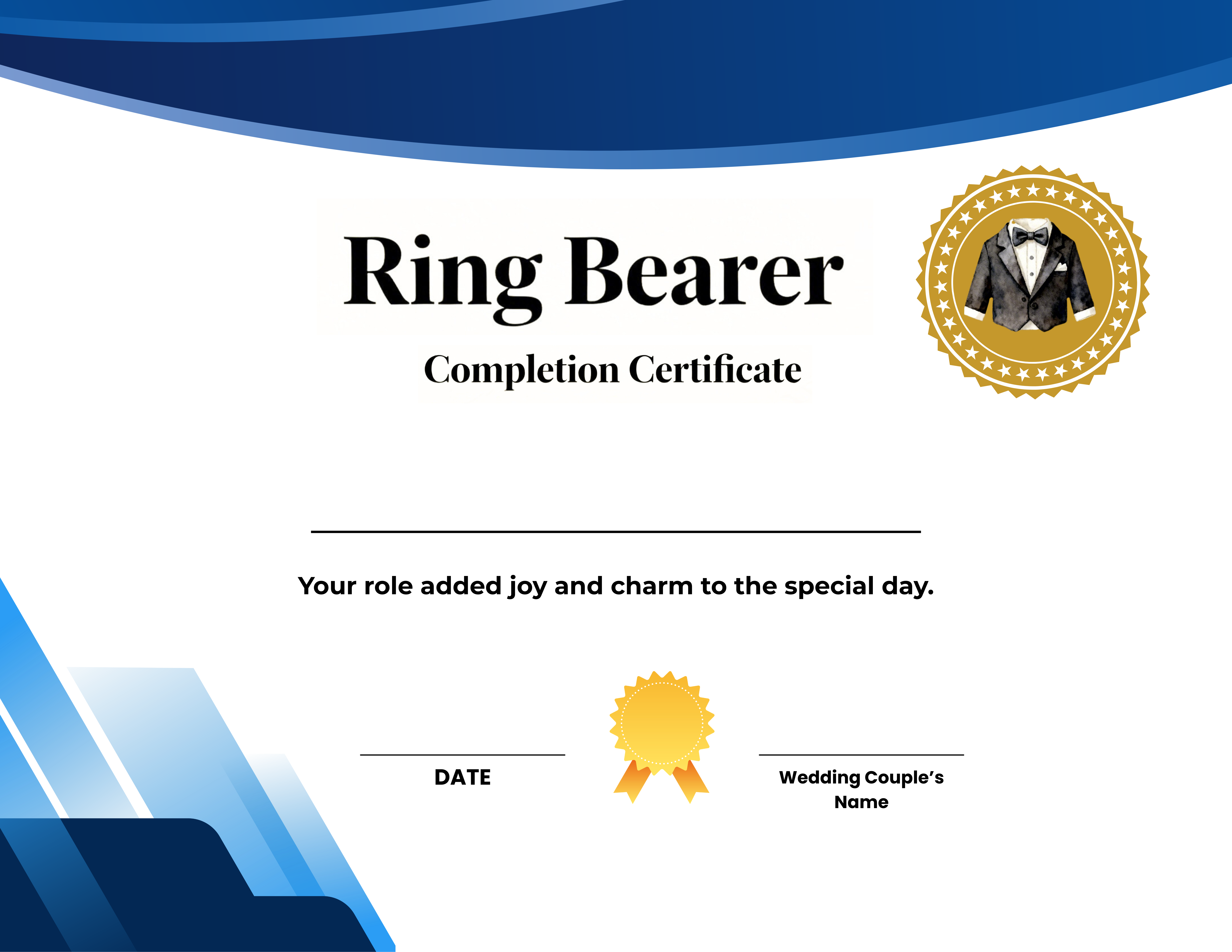 Wedding kids Completion Certificate