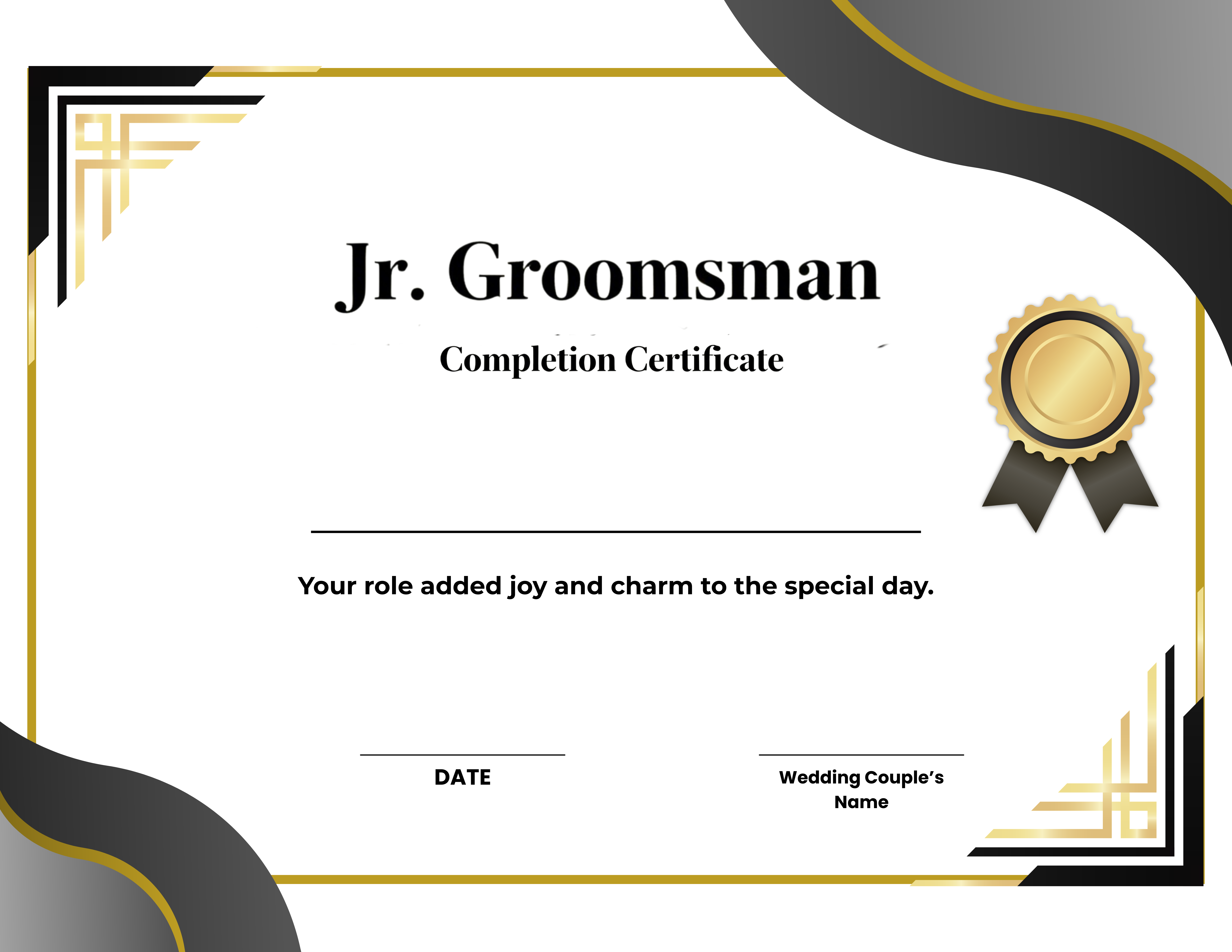 Wedding kids Completion Certificate