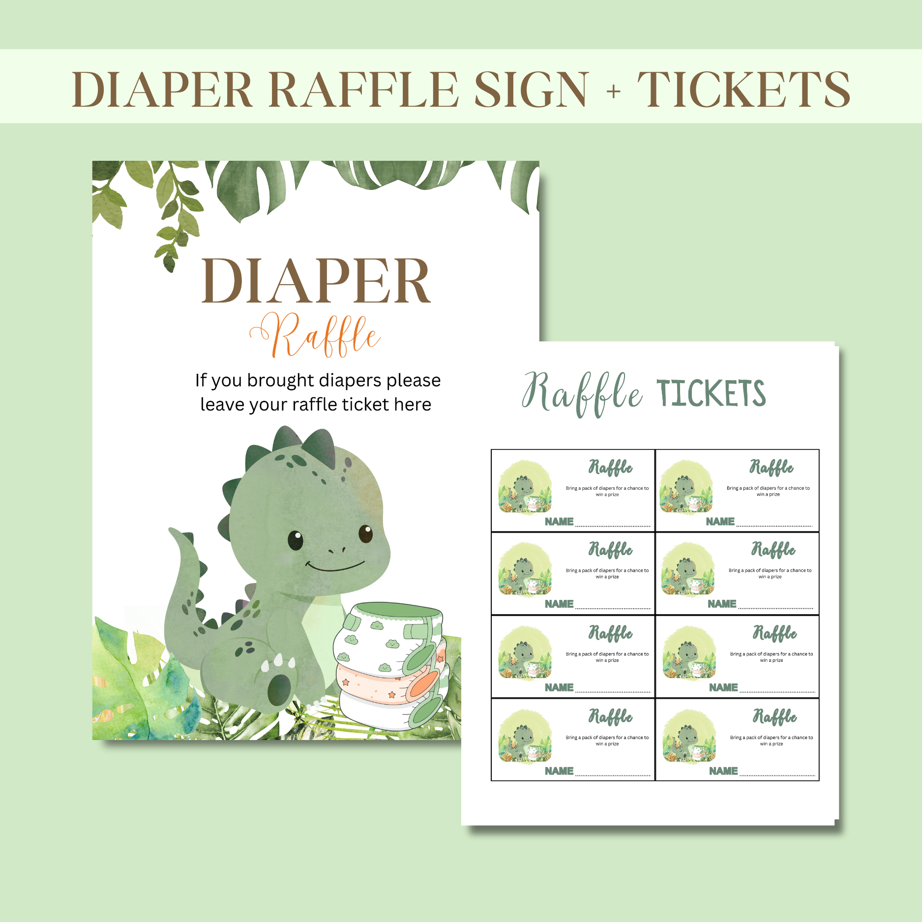 Dinosaur Diaper Raffle Set