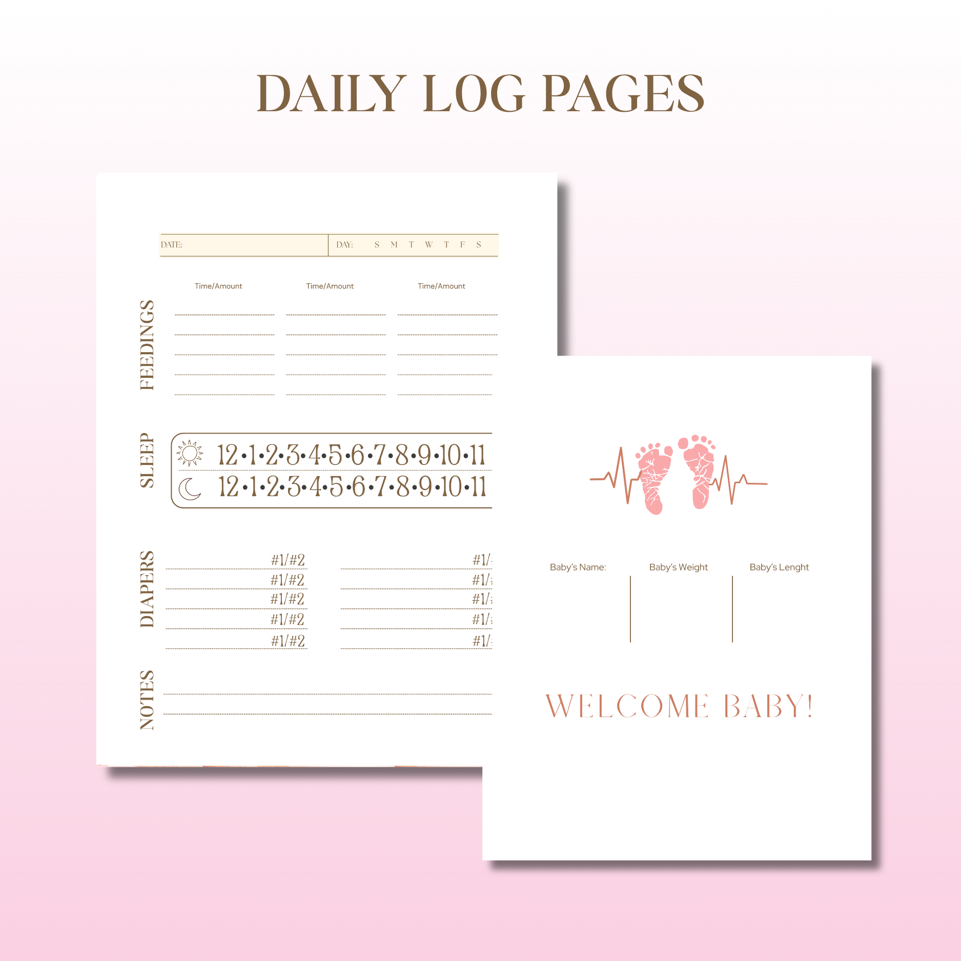 Baby Daily Log Book & Milestone Cards Set