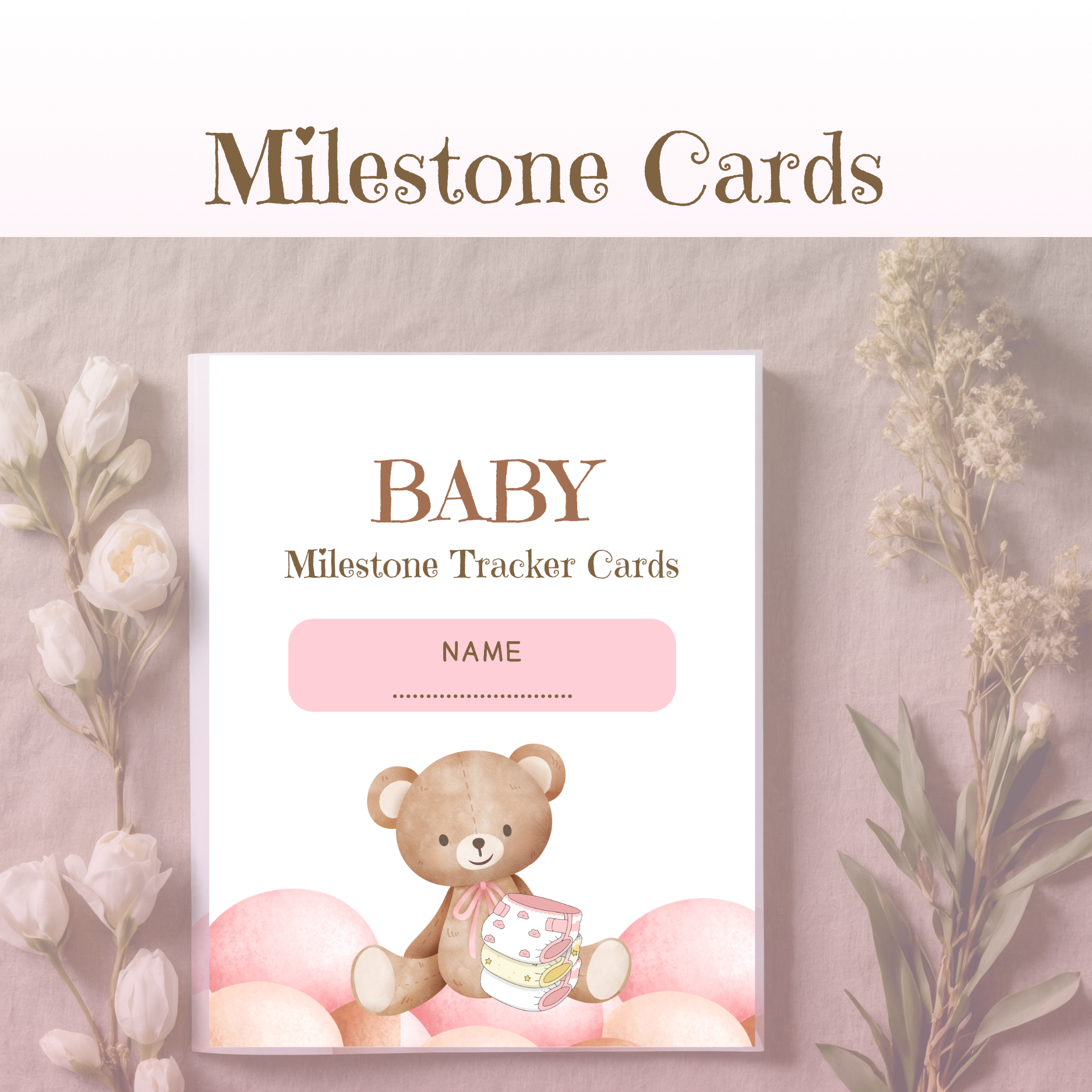 Baby Daily Log Book & Milestone Cards Set