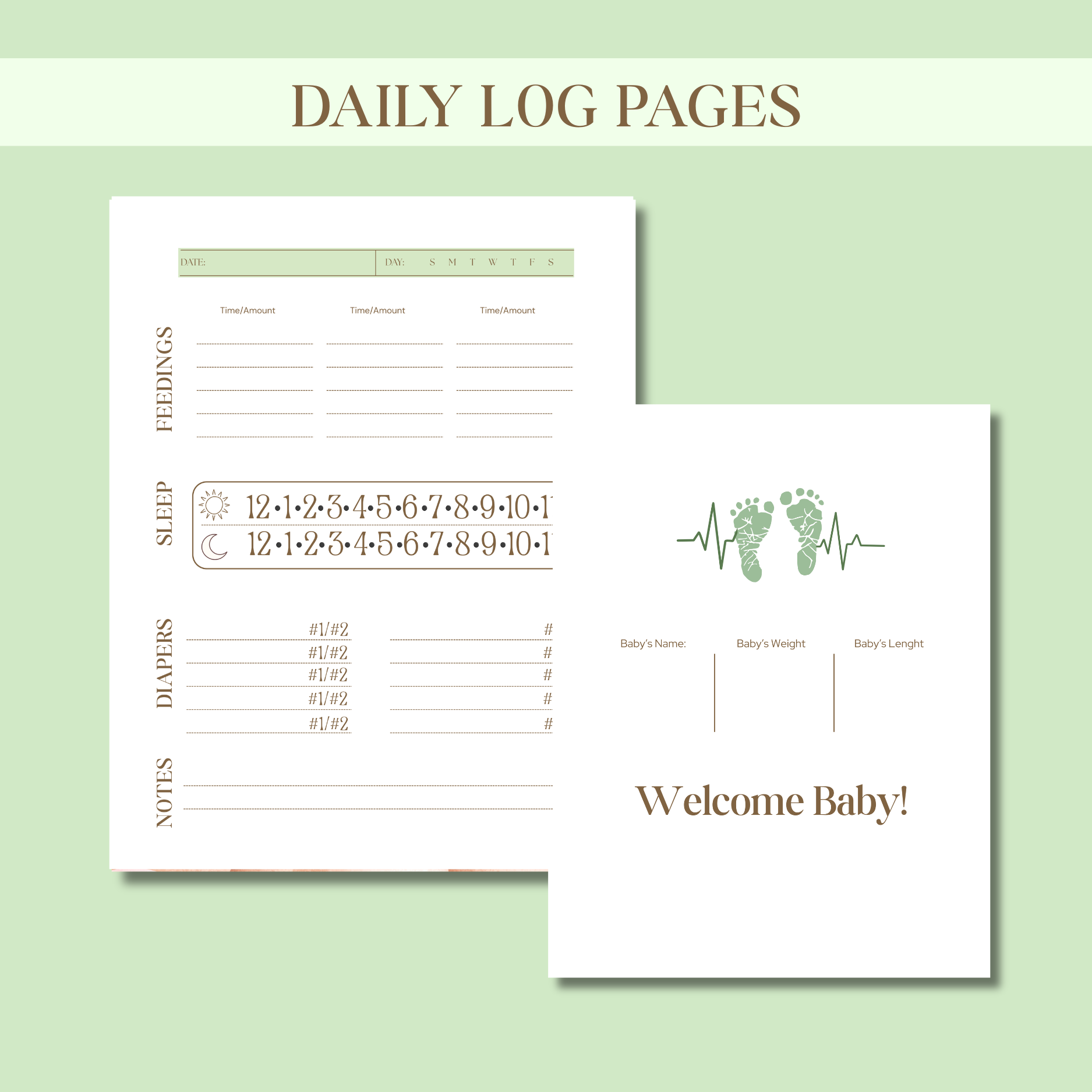 Baby Daily Log Book & Milestone Cards Set