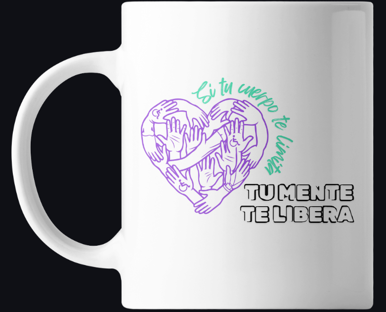 Taza motivacional corazón manos