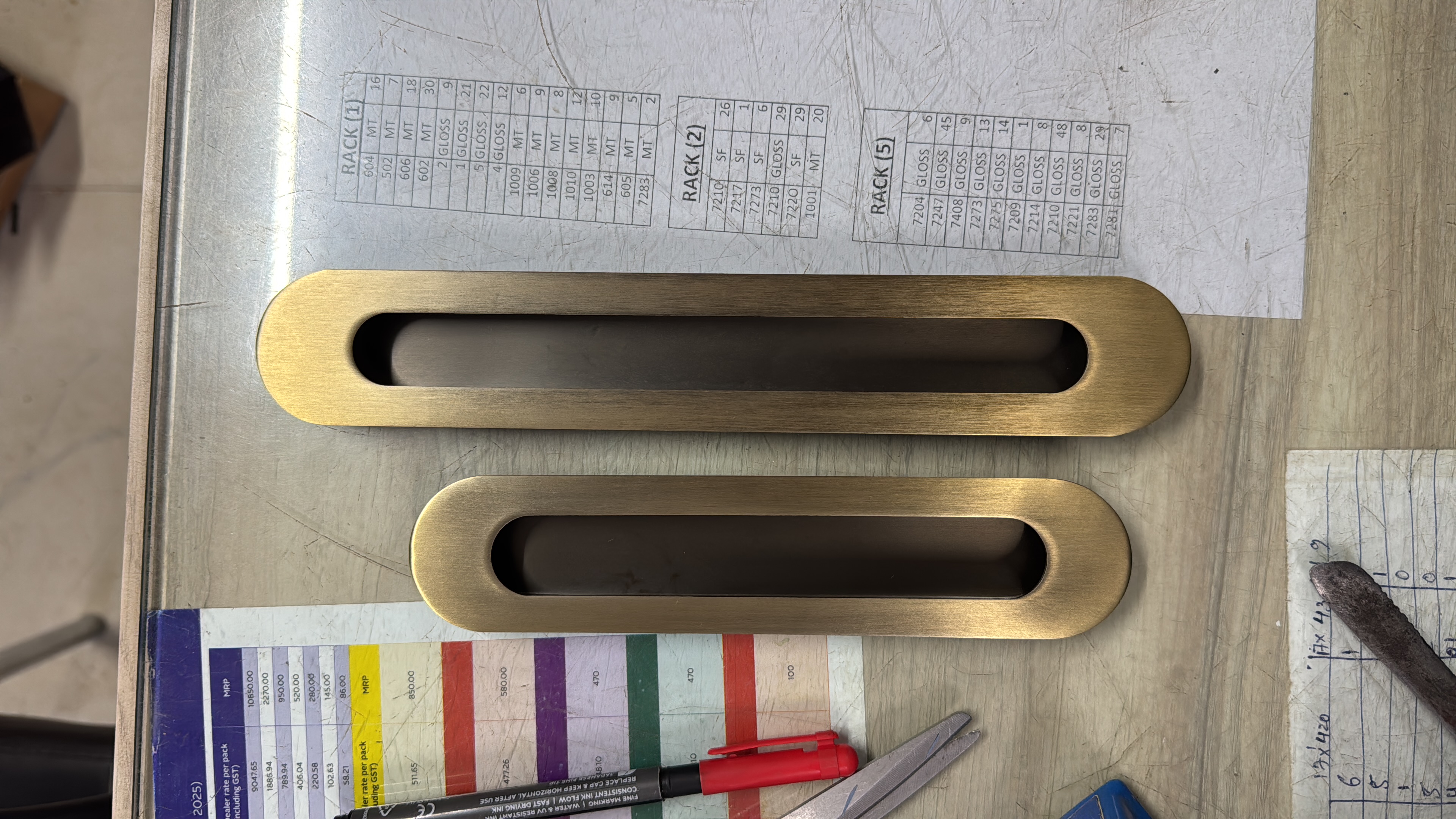 Antique Brass Flush Sliding Handles