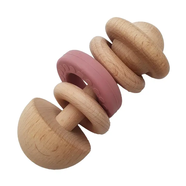 Medinis ir silikoninis barškutis kūdikiui