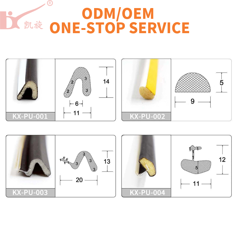 KAIXUAN High Quality Extruded Flexible Door Window Top Side Frame PU Foam Custom Shape Seal Strip
