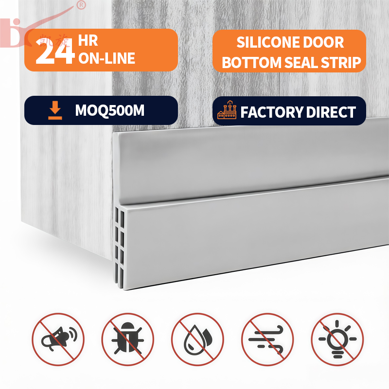 Factory Direct Supply Premium Quality Tear Resistant Weather Insulation Self Adhesive Door Bottom Silicone Sealing Strip