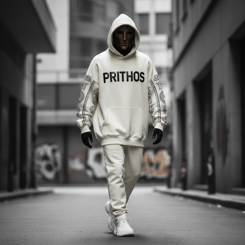 Prithos Designer White Hoodie Set