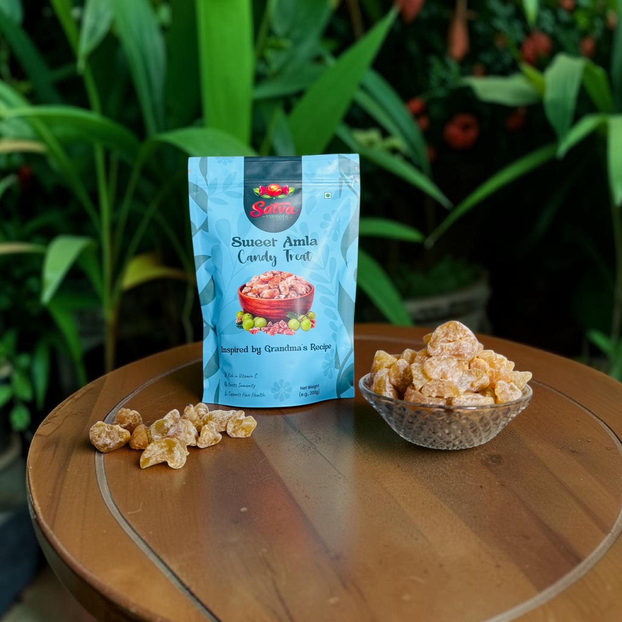 Satva Sweets Sweet Amla Candy | Tangy Sweet Indian Gooseberry Treat | Vitamin C Rich Snack | Kids & Family | 200g