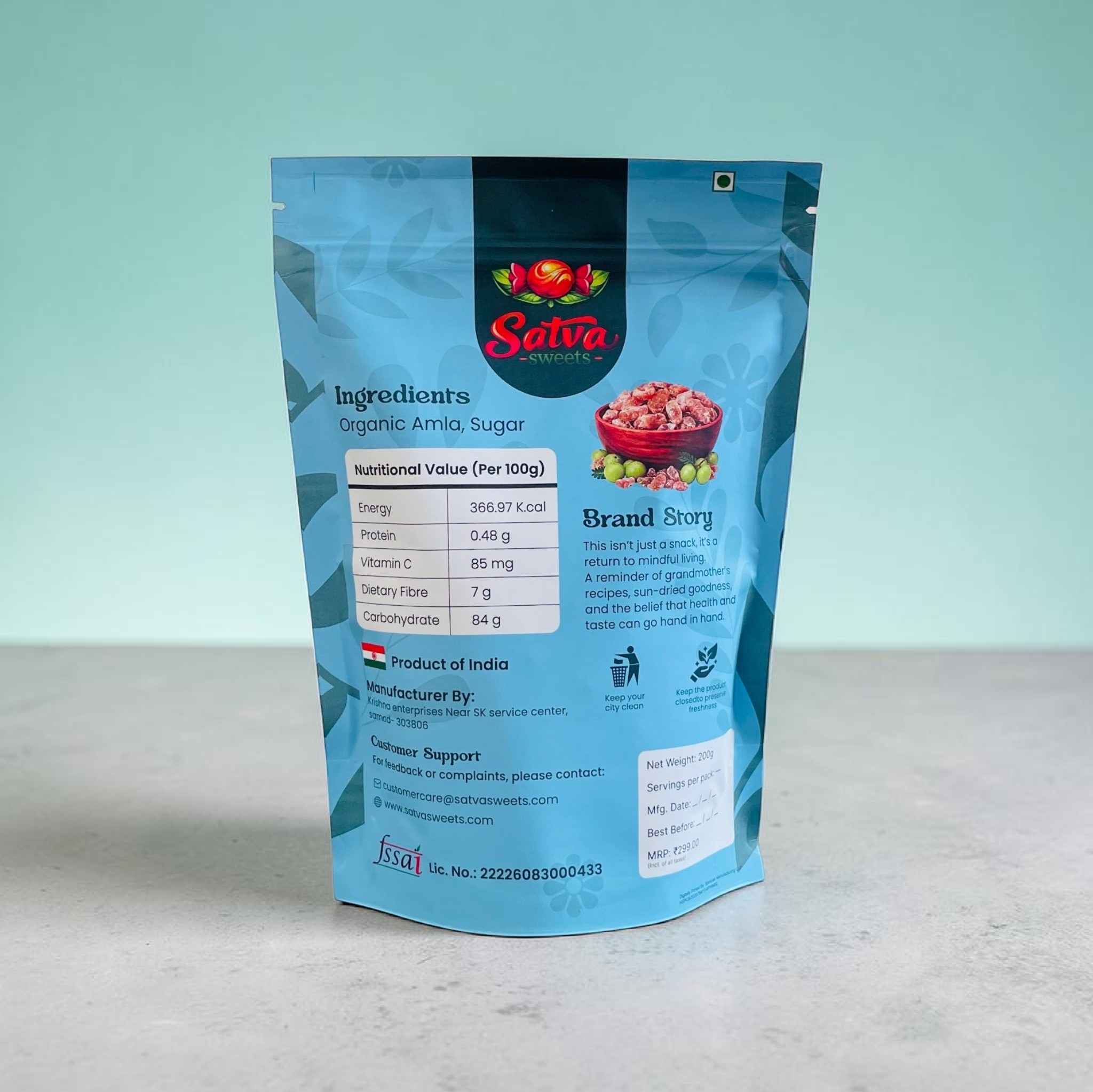 Satva Sweets Sweet Amla Candy | Tangy Sweet Indian Gooseberry Treat | Vitamin C Rich Snack | Kids & Family | 200g