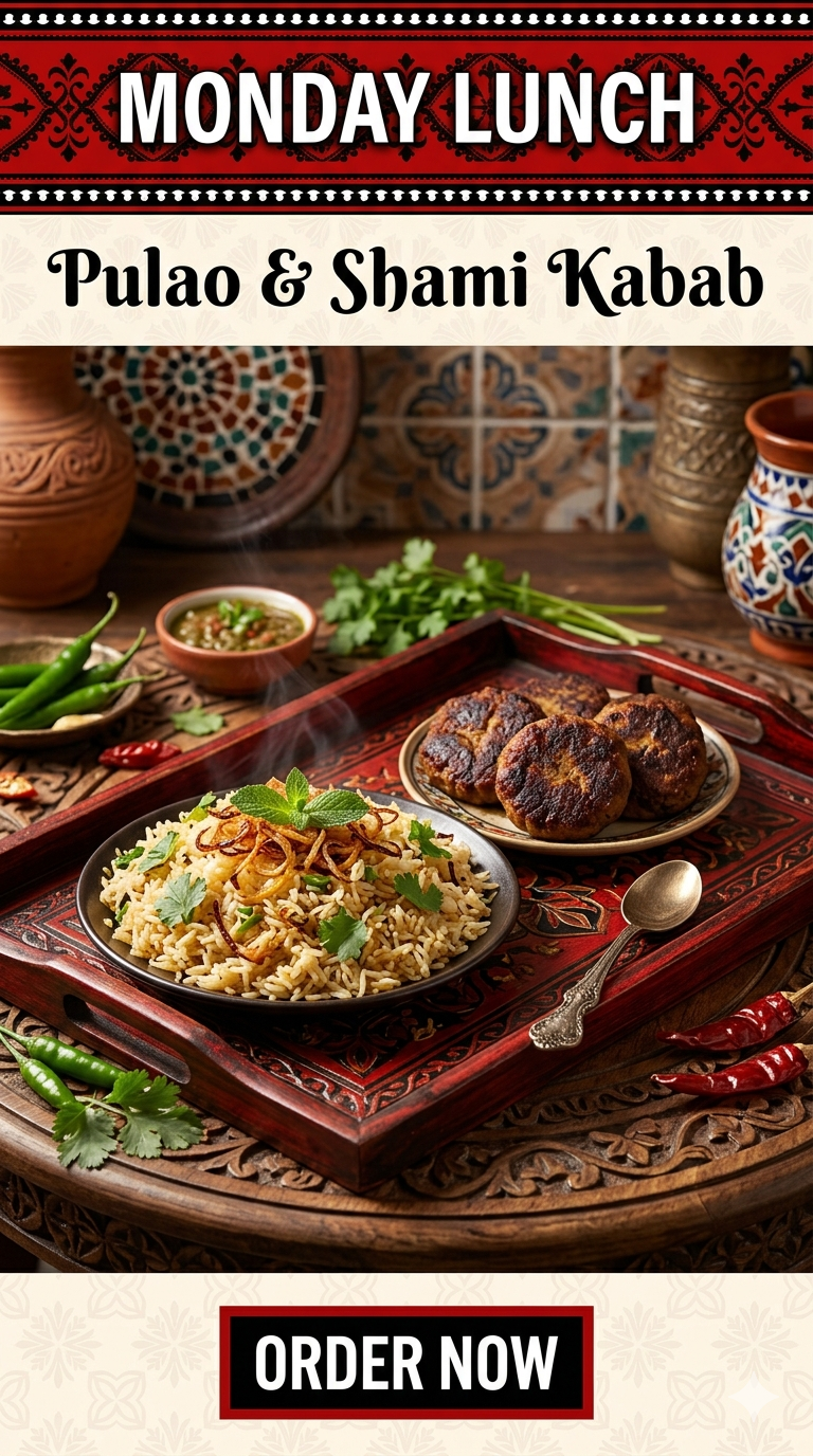 Monday Lunch (Pulao / Shami Kabab)