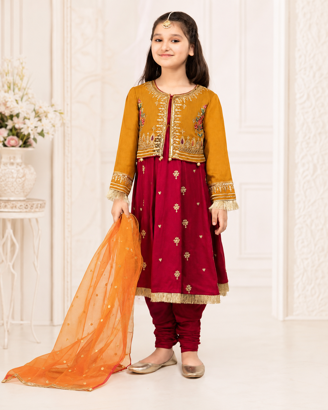 Girls Festive Embroidered Suit