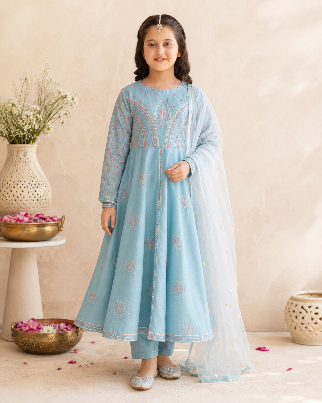 Embroidered Party Wear Frock for Girls