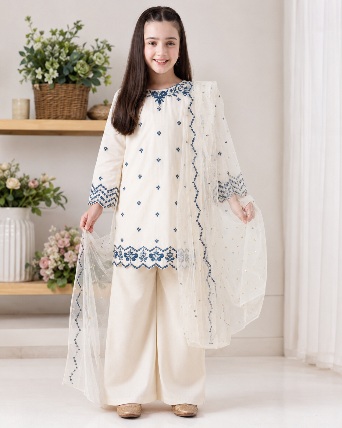 Girls Embroidered Festive Suit