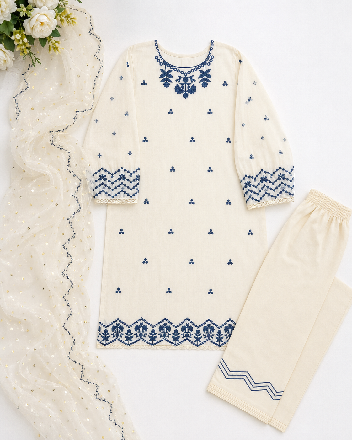 Girls Embroidered Festive Suit