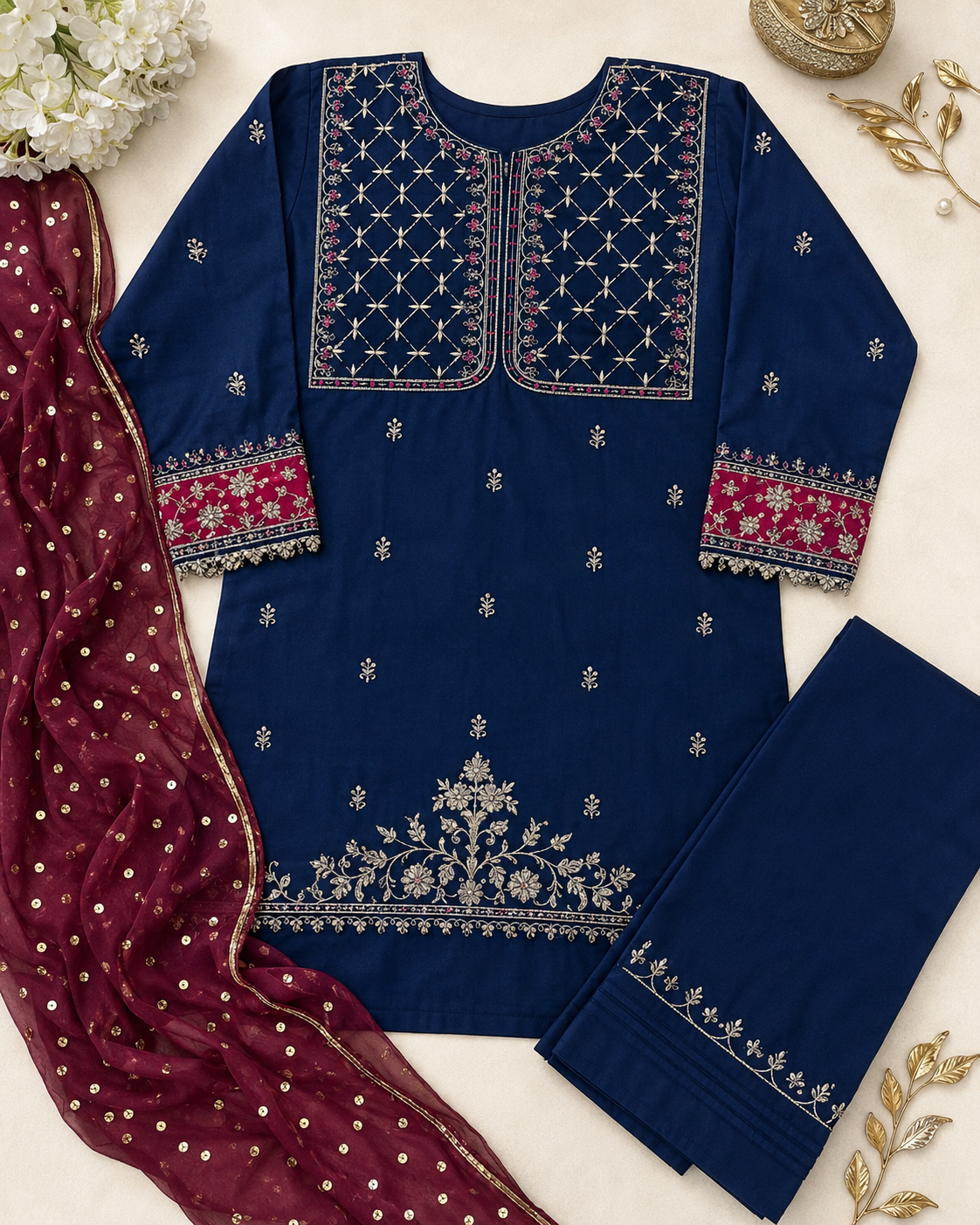 Embroidered Kids Festive Suit