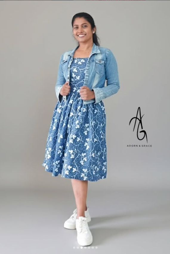 AG010 - Blue Floral Sleeveless Dress