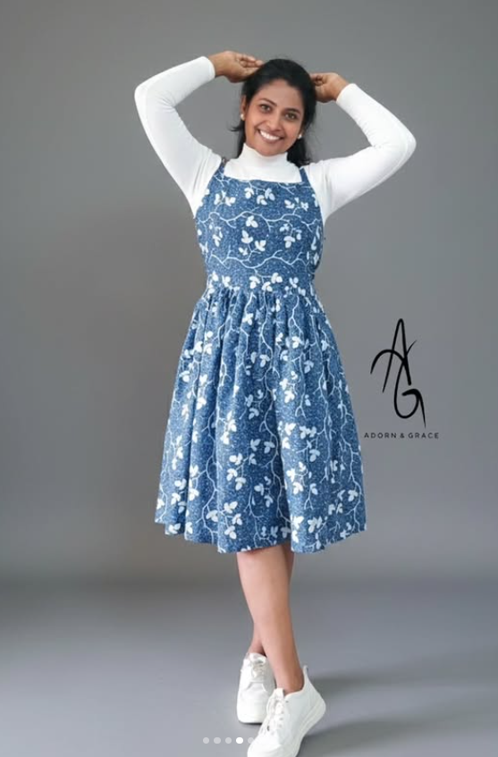 AG010 - Blue Floral Sleeveless Dress