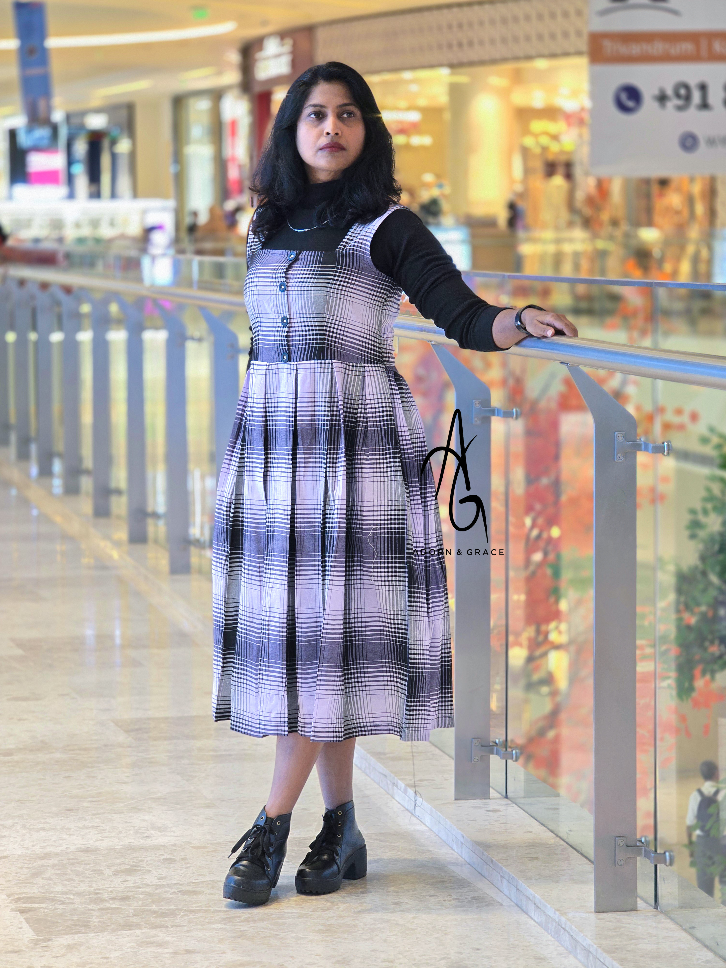 AG037 - Black and white 4 in 1 Checkered Dress