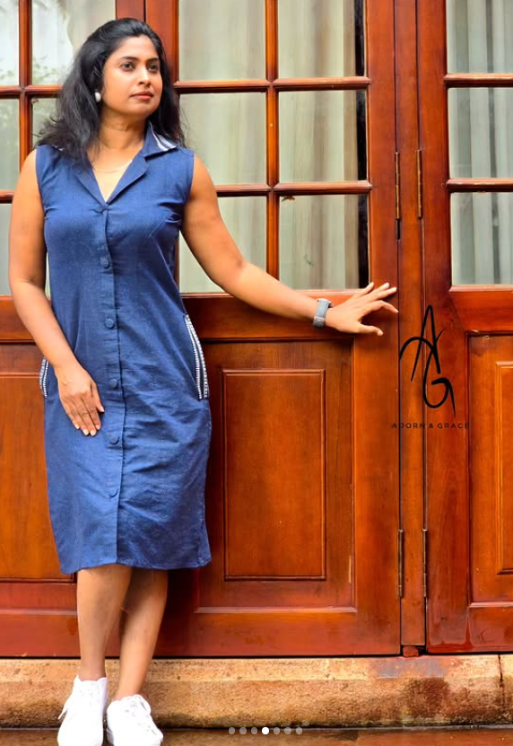 AG006 - Sleeveless Shirt Dress ( Navy Blue)