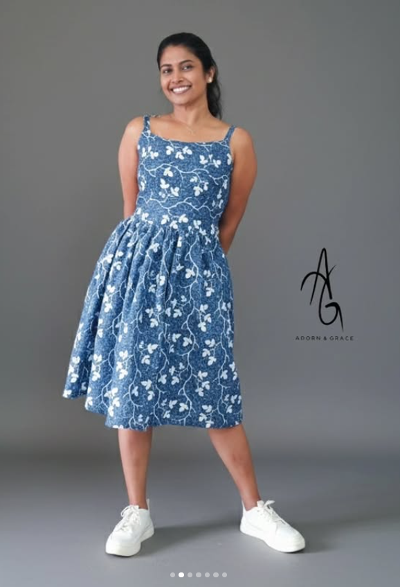 AG010 - Blue Floral Sleeveless Dress