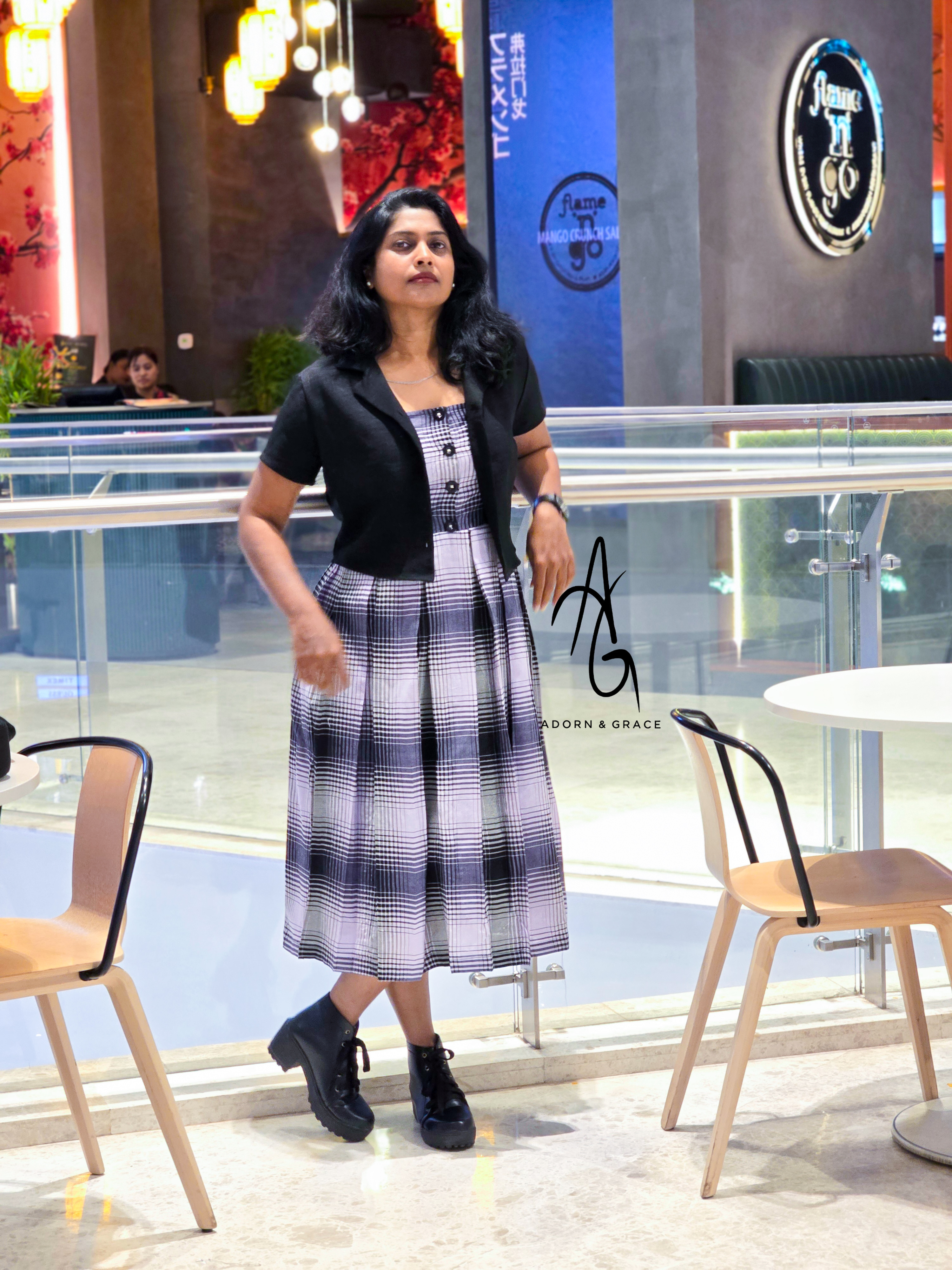 AG037 - Black and white 4 in 1 Checkered Dress