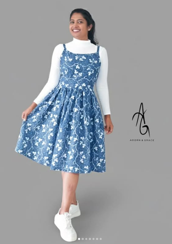 AG010 - Blue Floral Sleeveless Dress
