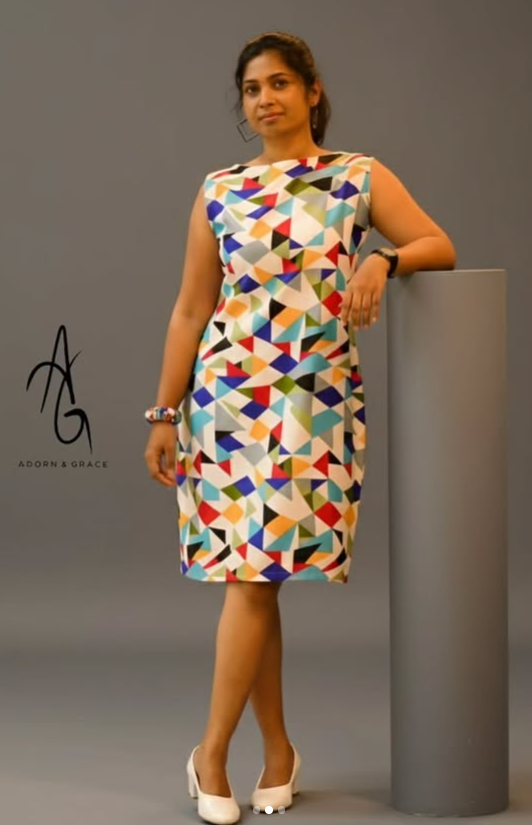 AG018 -  Geometric Print Sleeveless Dress