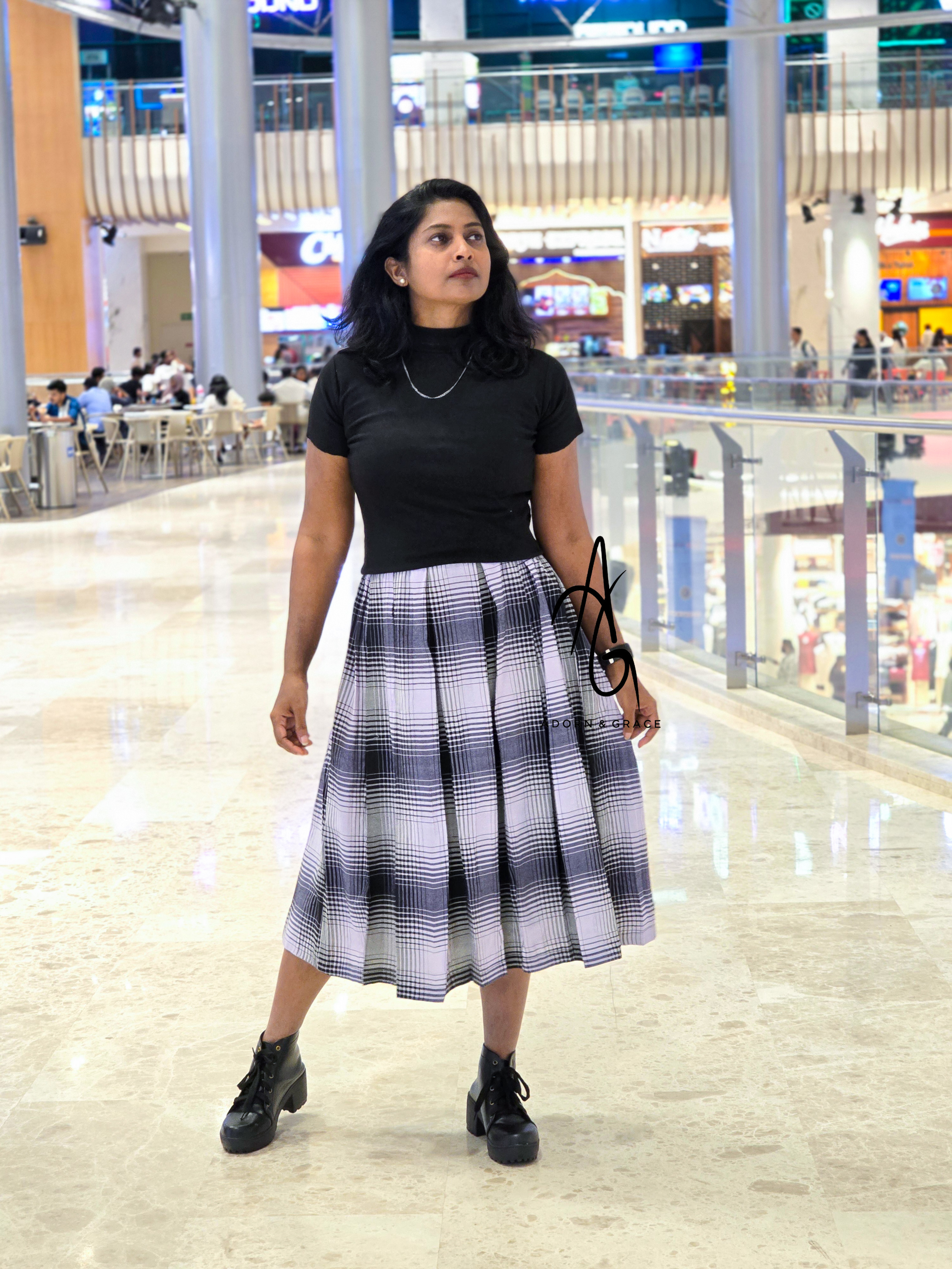 AG037 - Black and white 4 in 1 Checkered Dress