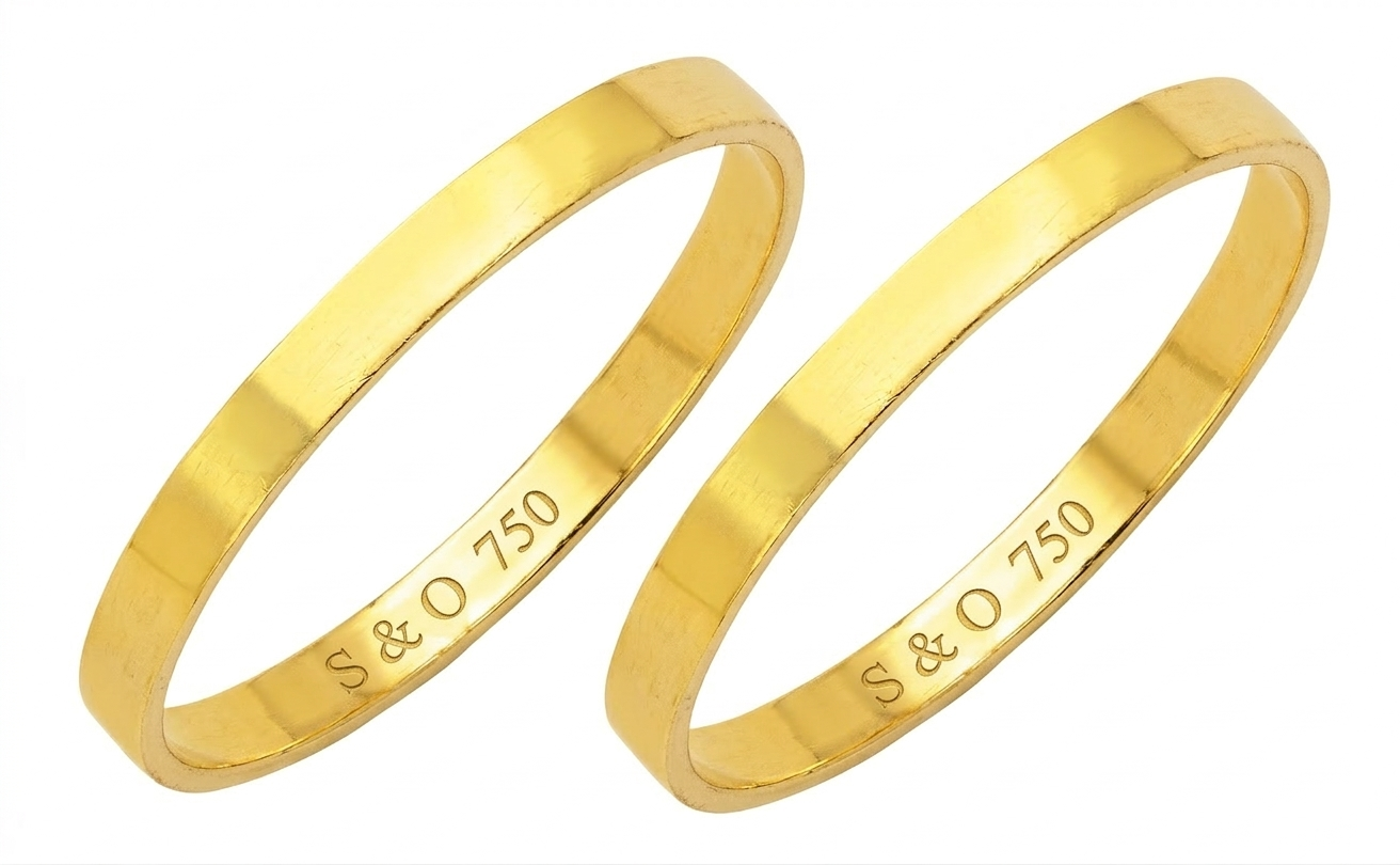 Aliança Unitária Ouro Legítimo 18k Casamento Quadrada 2mm Dourado Variado