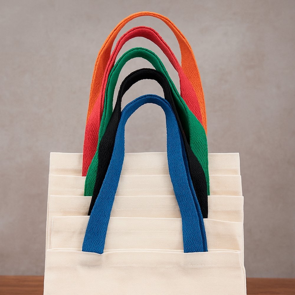Ecobag de Algodão Cru e Alça Colorida