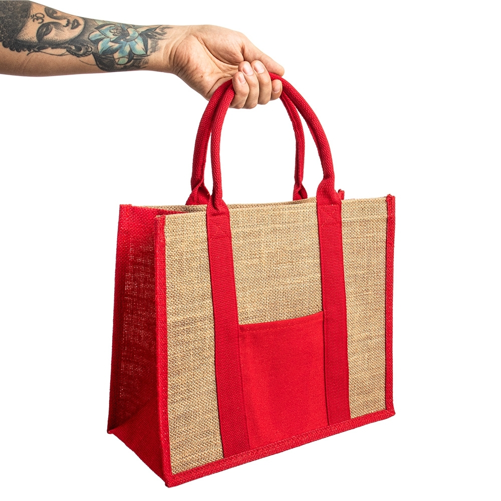 Bolsa de Juta com Detalhes em Linho Colorido