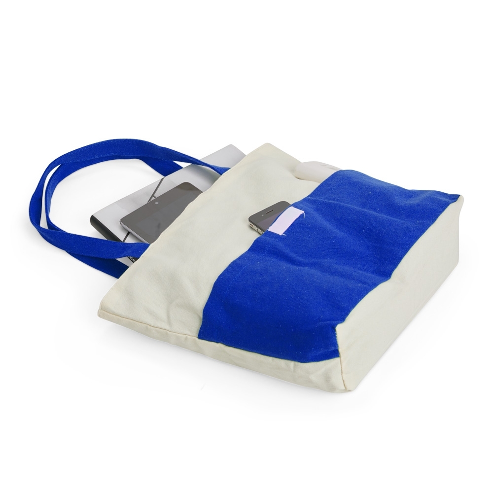 Totebag em Lona com detalhes Colorido e bolso frontal