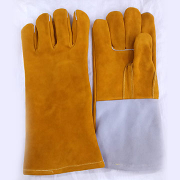 SPLIT LEATHER YELLOW WELDING GLOVES - 35 CM