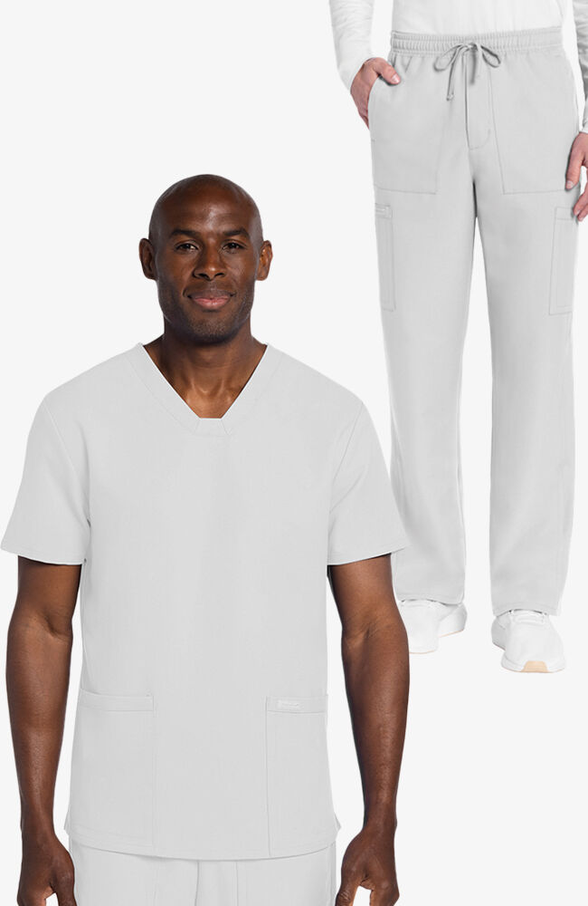 Cuello V cuadrado 2 bolsillos, Pantalón Cargo y cremallera