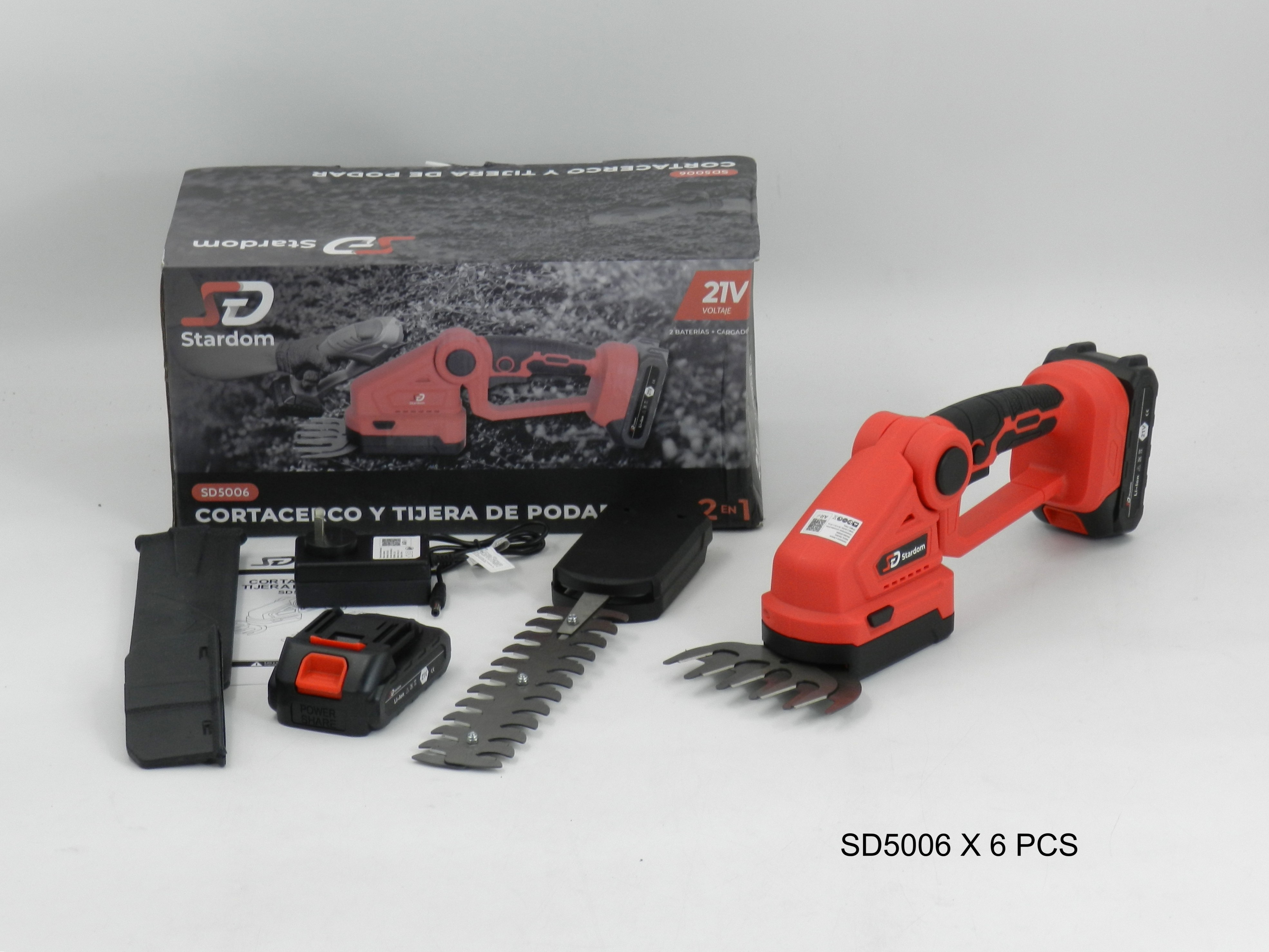 Cortacerco Y Tijera De Podar Inalámbrica 21v Stardom 2en1 + 2 Bat