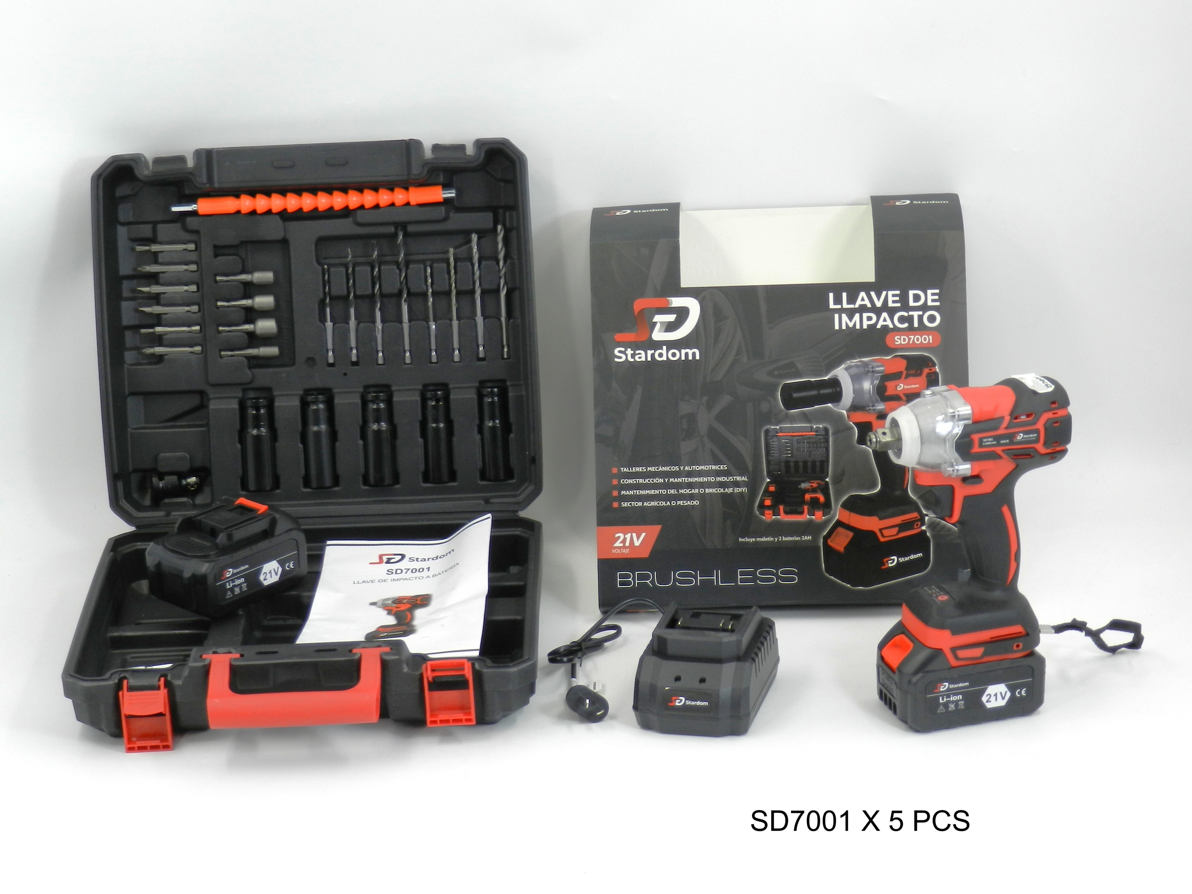 Llave De Impacto Inalámbrica 21v Stardom Sd7001 + 2 Baterías